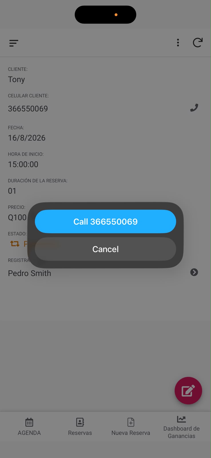 Confirmación de llamada a un cliente