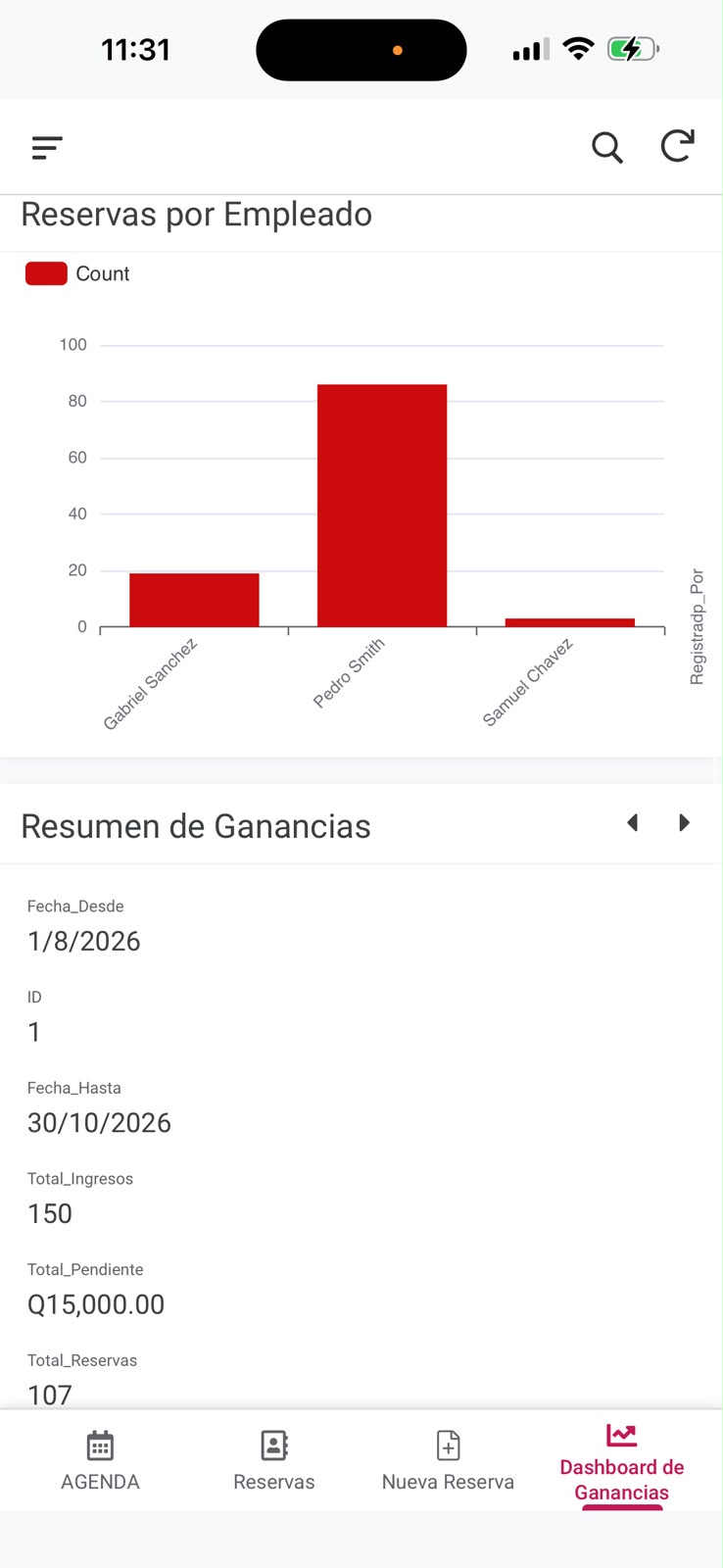 Resumen de ganancias y reservas